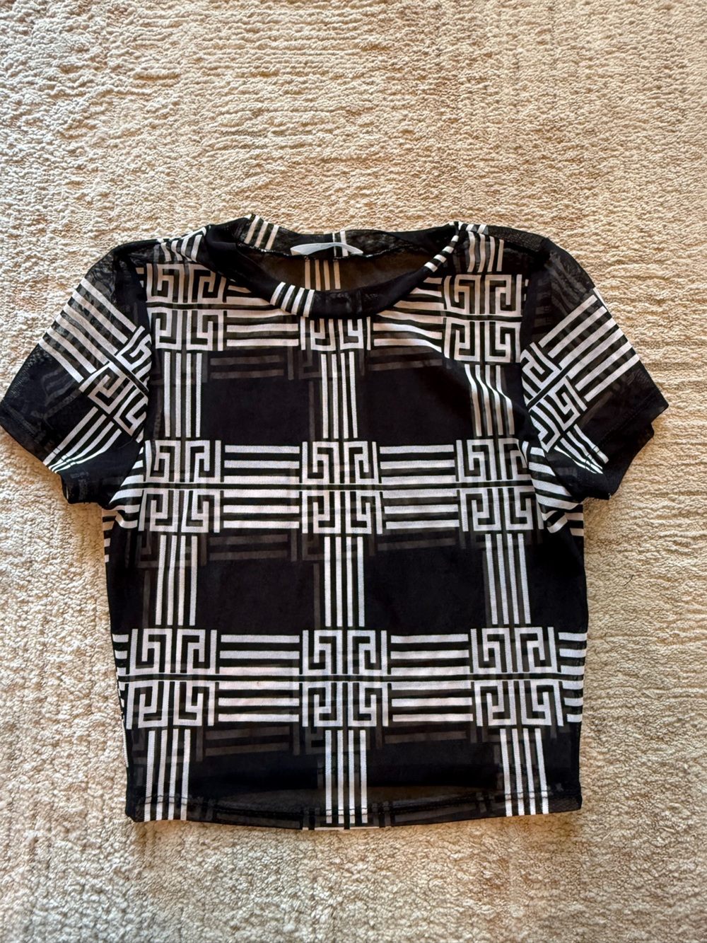 Black & White Geometric Crop Top